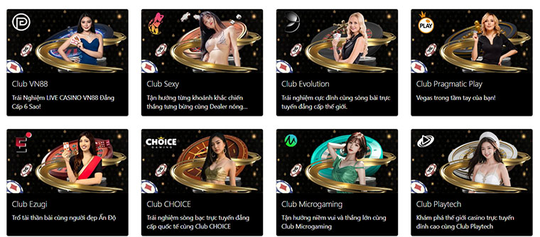 Một số trò chơi casino trực tuyến tại Vn88